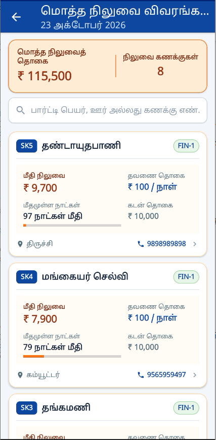 மொத்த நிலுவை விவரங்கள் (Total Outstanding Accounts)
